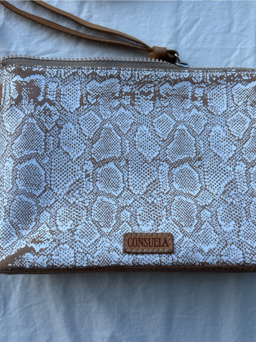 Consuela White and Light Brown Snake-Print Crossbody with Multicolor Strap (146) - Picture 3 of 11